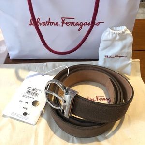 NWT Salvatore Ferragamo Suede Brown Belt